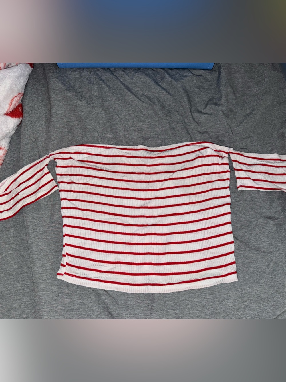 Forever 21 Striped Off-Shoulder Top in White and Red